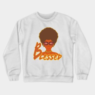 Blessed Woman with Afro and Glasses (White Background) Crewneck Sweatshirt